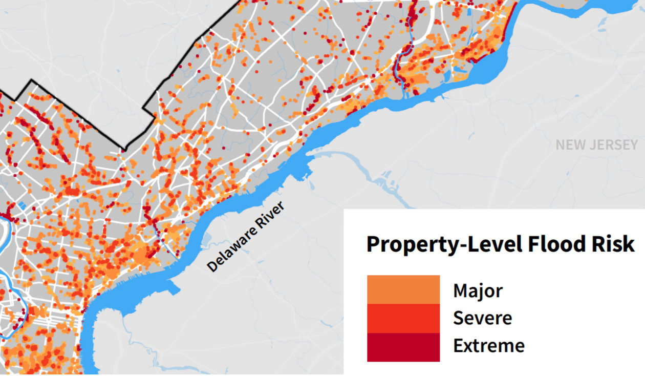 flood risk magnitude across parts of Southeastern Pennsylvania